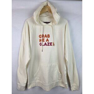 Dunkin' Donut Hoodie Adult Size XL Grab Me A Glazed Ivory Hooded Sweatshirt Top